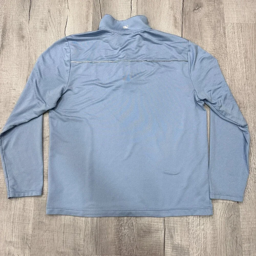 Vineyard Vines Sweatshirt Mens Large Performance 1/4 Zip Pullover Blue Stretch - Picture 9 of 11